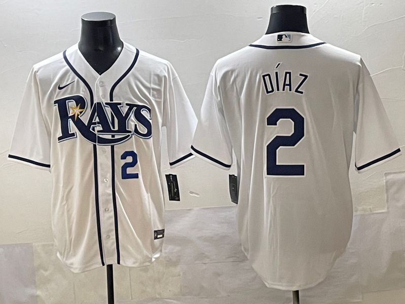 Men 2025 Tampa Bay Rays #2 Diaz White Game Nike MLB Jersey style 4